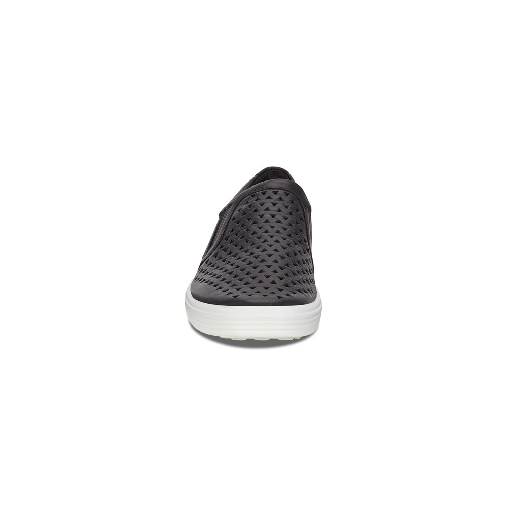 ECCO Slip On Damskie - Soft 7 Sneakers - Czarne - QKSDMR-340